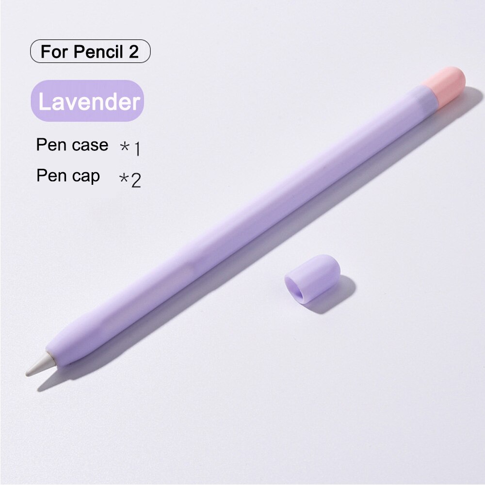 Funda protectora para tableta Touch Stylus Pen 2, 1, estuche portátil suave, estuche para lápices de silicona, accesorio de: For Pencil 2 Purple