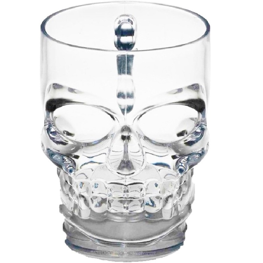 Clear Heavy Base Glas Schedel Gezicht Drinken Mok Cup Met Glas Handvatten, 18 Ounce (500Ml) 1 Bier Sap Water Drinken Glas (00280)