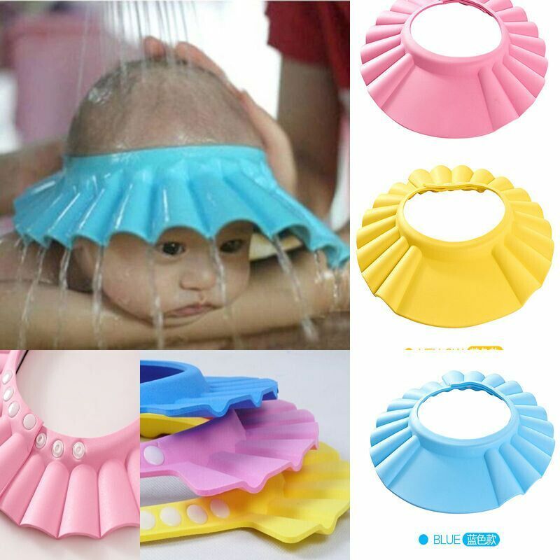 Gorro de champú ajustable para bebé, gorro de ducha de baño seguro, protector para el cabello para niños, gorros divertidos elásticos ajustables de 37-42cm