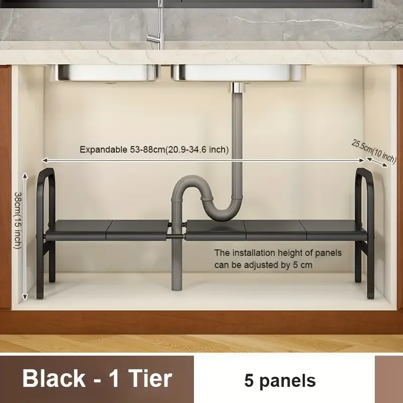 Kitchen Storage Shelf Under Sink Organizer Retractable Shelf For Under-sink Cabinet And Countertop Kitchen Organizer Rack: light green