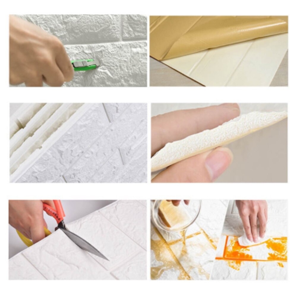 Paneles de imitación de ladrillo para pared 3D, autoadhesivo de pared grande, impermeable, espuma PE, hogar, dormitorio, sala de estar, cocina, TV, fondo