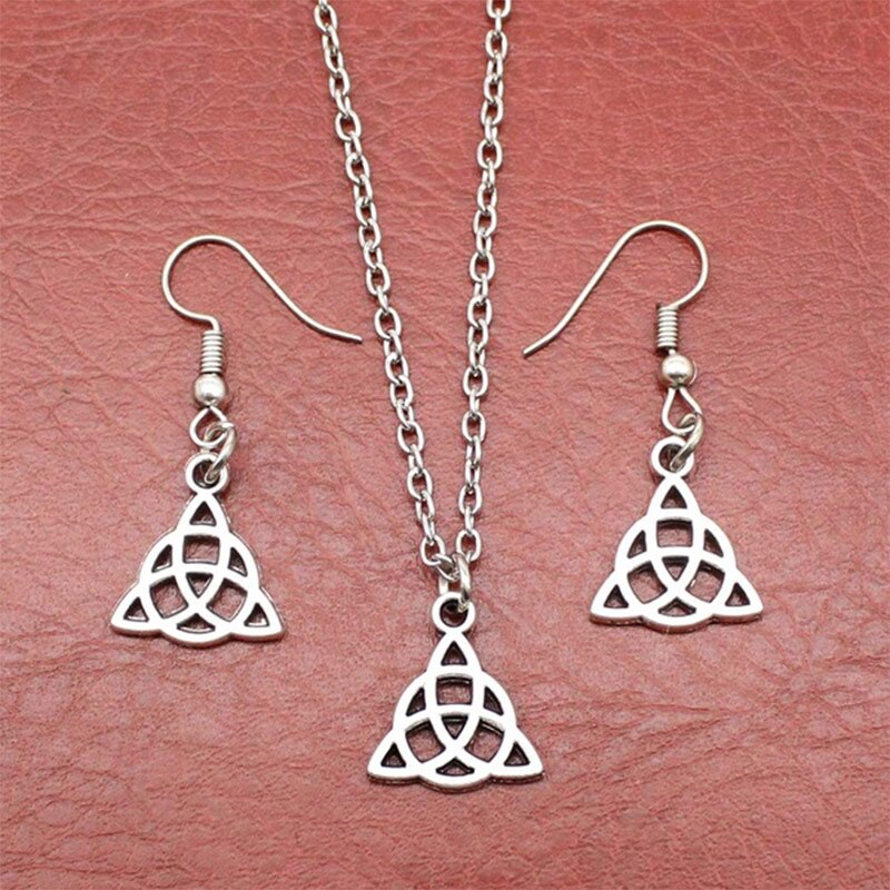 3 sztuk moda irlandzki w stylu klasyczny mały trójkąt Triquetra symbol wisiorek Celtics trójcy węzeł naszyjnik spadek kolczyki zestawy biżuterii