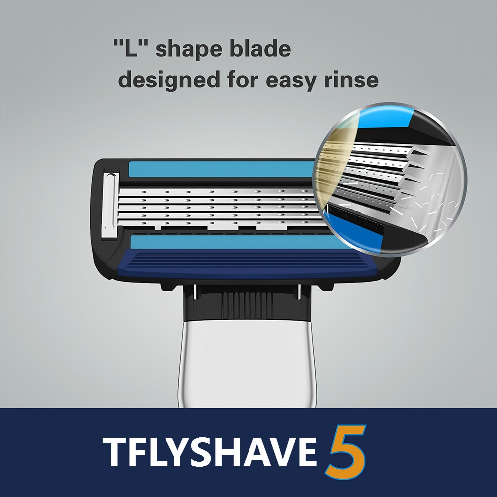 Tflyshave man manuell rakhyvel 5 lager rakhyvel med trimmerblad ansiktsvård män rakning utbytbart blad