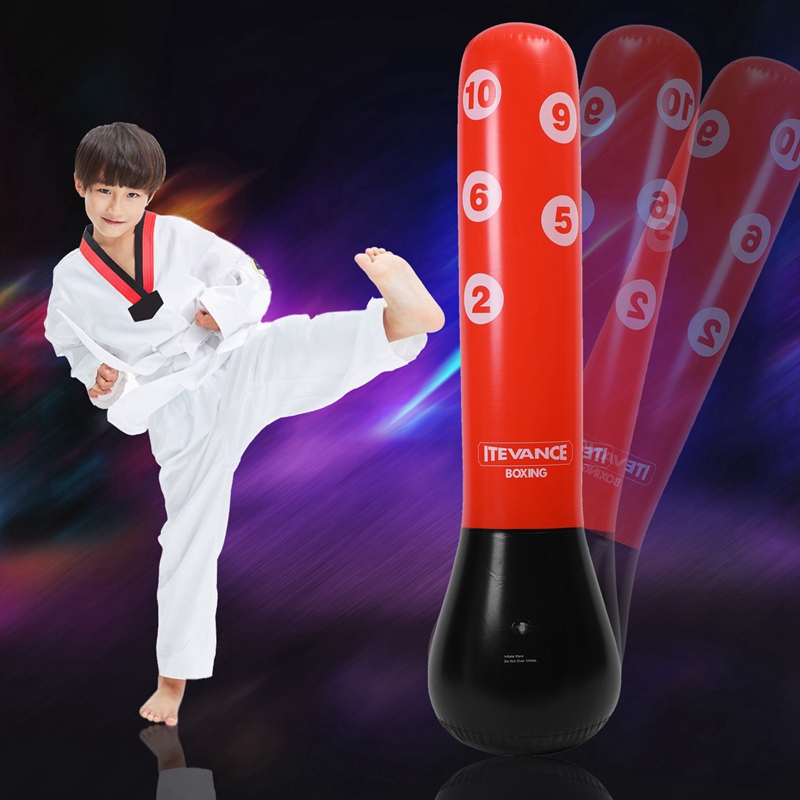 ITEVANCE Standing Punching Bag Inflatable Kids Punching Bag with Stand for Practicing Karate Taekwondo MMA Fitness Kids Adults