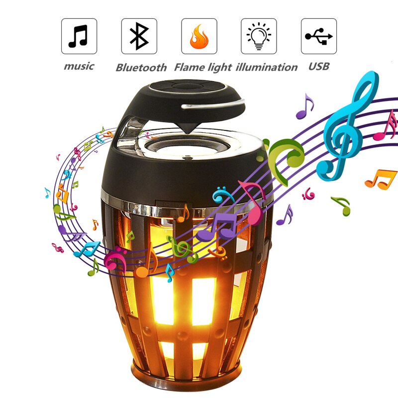 LED Flame Light Bluetooth Speaker Touch Soft Light Portable Stereo Waterproof Intelligent Sound Dance Music Festival Party