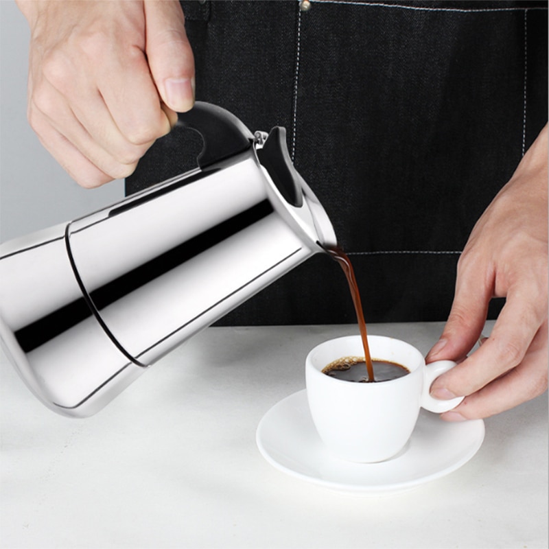Cafetera italiana Moka de 600ml con filtro de acero inoxidable, placa encimera, cafetera Espresso con filtro de 12 tazas