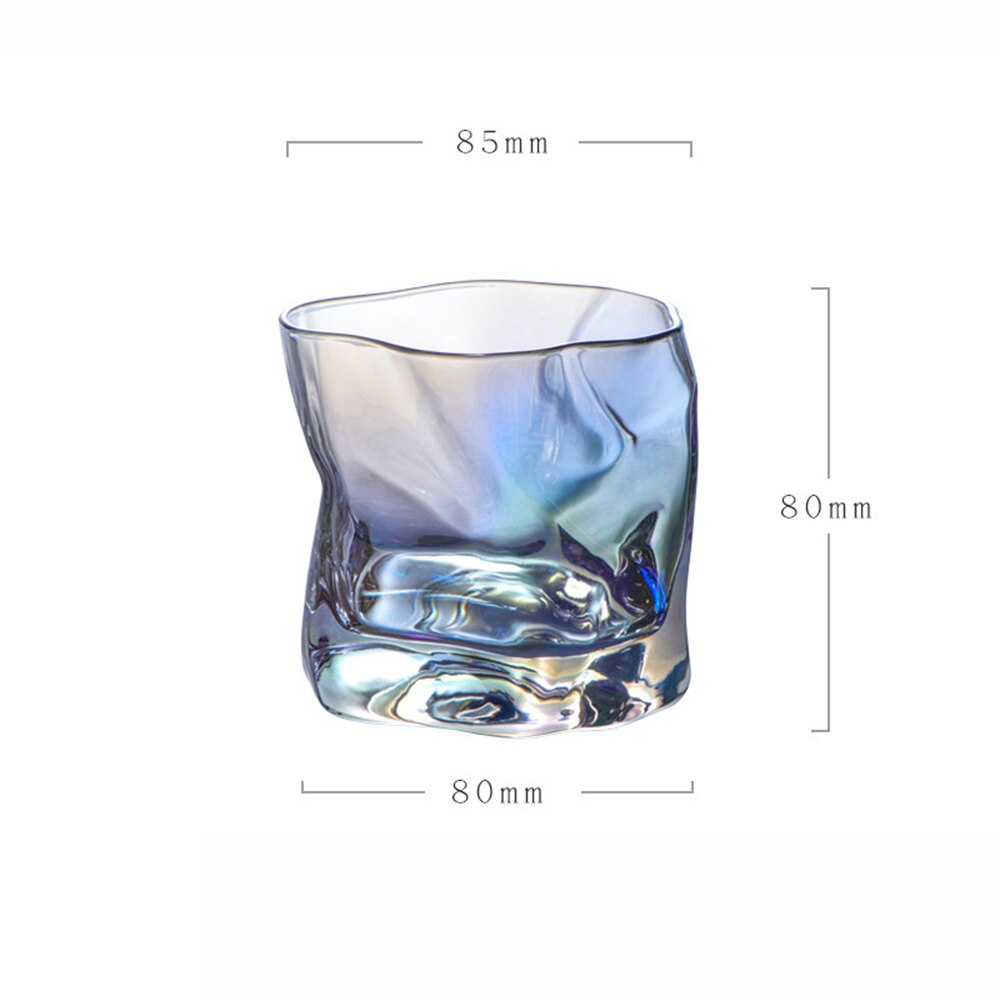 250ML Ins Style Japanese Irregular Glass Cup Wine Beer Whiskey Vodka For Kitchen Bar Ice Pattern Fold Cups: D