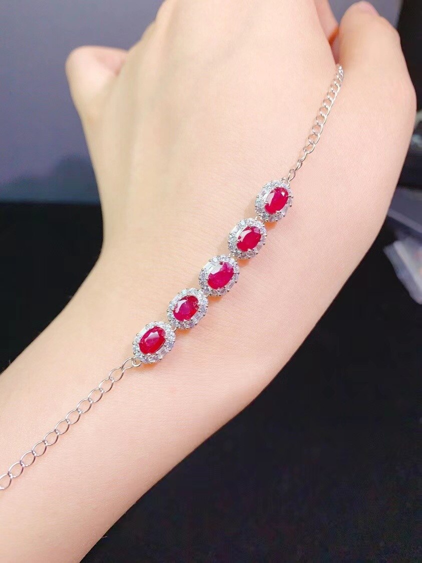 Pulseras de plata 925 con abalorio para mujer, pulseras femeninas de piedra de Esmeralda Natural auténtica, cadena de mano, joyería de disfraz para mujer, tendencia