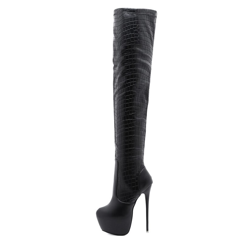 16cm Heel Overknees Boots Black Boots Women Platform Heels Autumn Shoes For Women Winter Long Boots Vrouwen Laarzen: 5