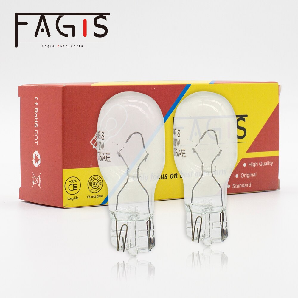 Fagis 10pcs Clear Glass Warm White T15 W16W Halogen Lamp 12V 16W Interior Light Clearance Light Halogen Light Bulbs