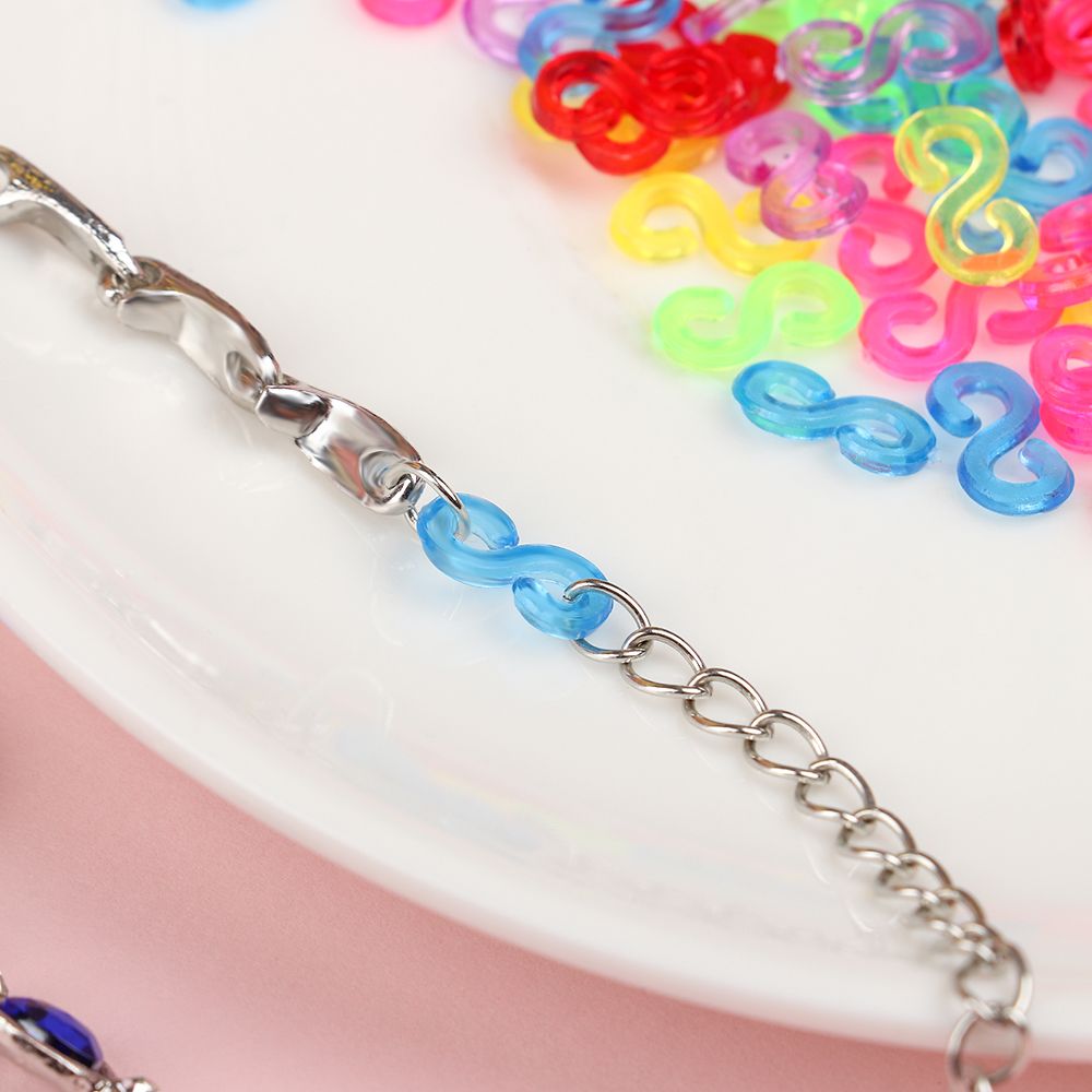100pcs bambino Mix colore s-clips fasce per telaio in gomma braccialetto che fa gioielli strumento fai da te che fanno braccialetti gioielli moda