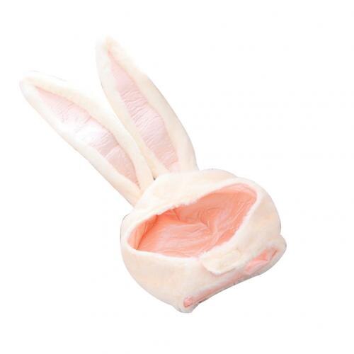Japanese Cute Plush Funny Eastern Bunny Ears Cap Mask Adult Kids Halloween Party Cosplay Animal Hood Hat Winter Warm Costume: Beige