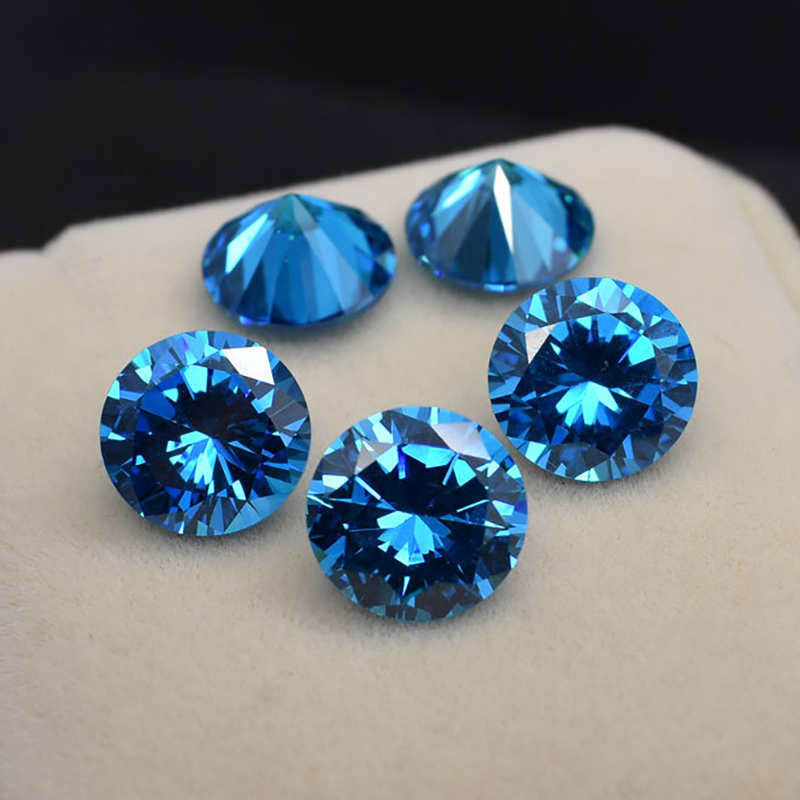 Corindón Ceilán mar azul zafiro gemas forma Circular cojín facetado corte suelto aguamarina piedras preciosas conjunto caja de