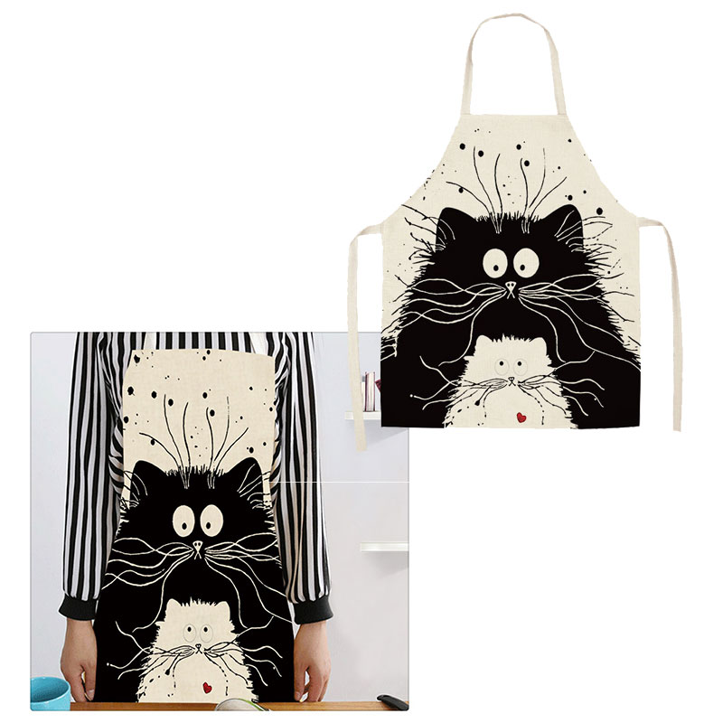 Moderne minimalistische schattige cartoon katten patroon schort katoen en linnen materiaal is verfrissend en gemakkelijk te dragen