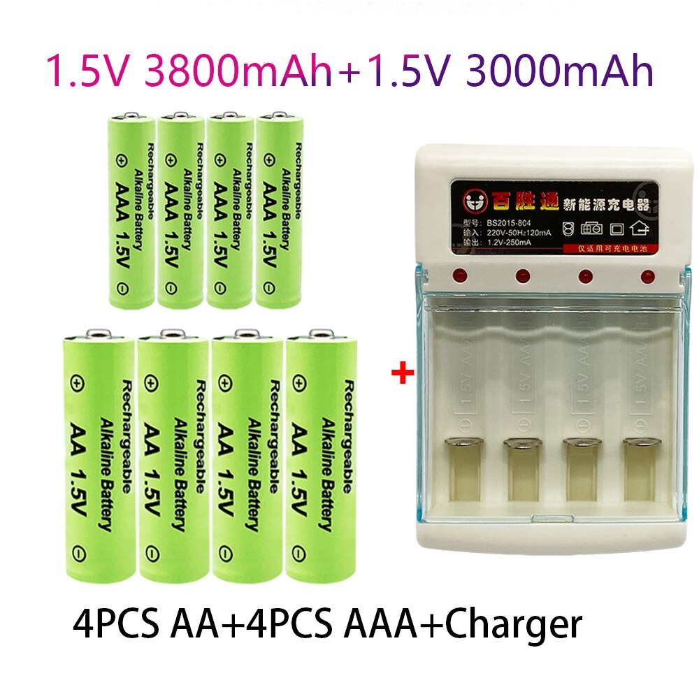 100%  original 1,5 v aa 3,8 ah +  aaa 3,0 ah rechargeable ni -mh 1,5 v batteries for watches, mice, computers, toys, etc. +