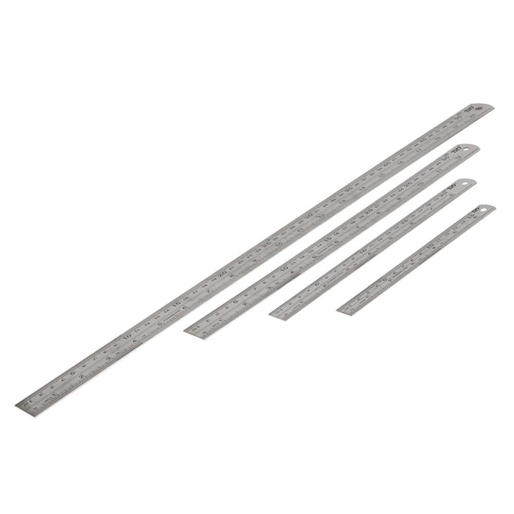 Rustfrit stål dobbelt side lige lineal centimeter inches skala metrisk lineal præcisionsmåleværktøj 15cm/20cm/30cm/50cm