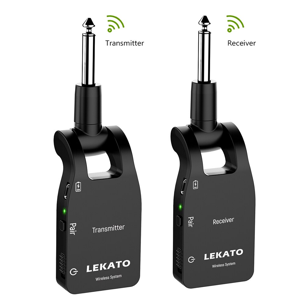 Lekato elektrisk guitar trådløs sender modtager dele tilbehør bassystem musik 2.4 ghz ism trådløst guitarsystem: Ws -10 sort