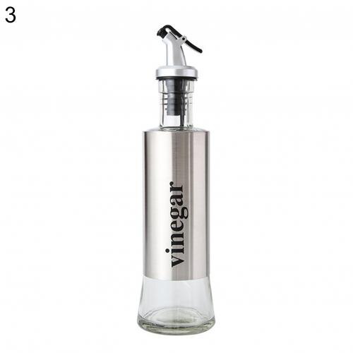 Rostfritt stål och glas olivolja cruet flaska, vinäger dispenser, krydda soja sås cruet flaska, läckage ,300 ml, köksredskap: 3