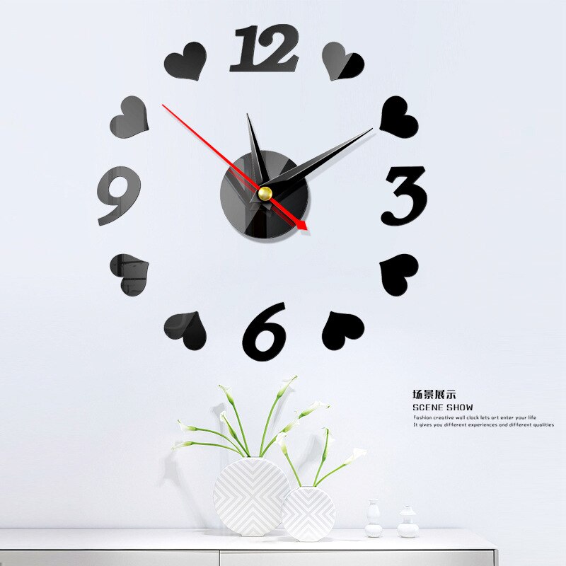 DIY Acrylic Mirror Wall Clock, Modern Wall Sticker Clock, Large Watch Silent Mirror Number Clock Home Office School Decorations