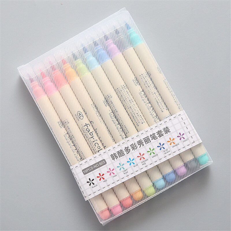 Mini 10 stk / sæt farvede vandfarve penne maling til børn barn tegning maleri blød børste copic tuschpenne skole papirvarer