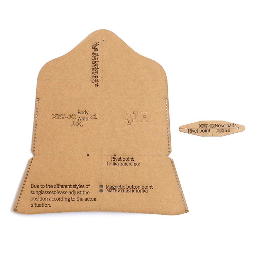 Estuche para gafas hecho a mano DIY, Estuche para gafas de sol, plantilla de papel Kraft, bolsa de artesanía de cuero hecha a mano, plantilla de 17cm * 8cm