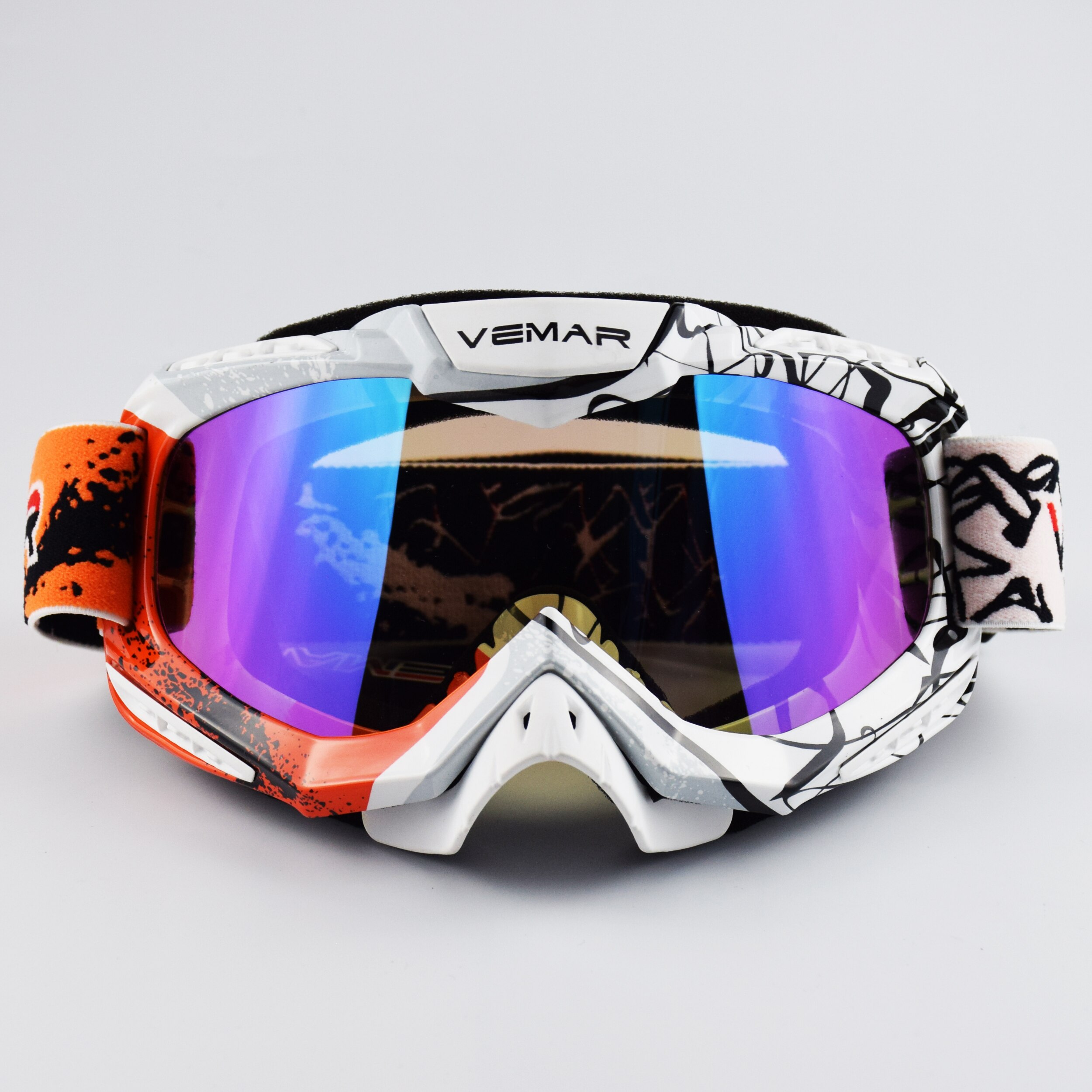 VEMAR Moto cross lunettes saleté vélo Moto cross lunettes Moto Cross lunettes vtt MX équitation lunettes masque moto cross: Orange-QU1026
