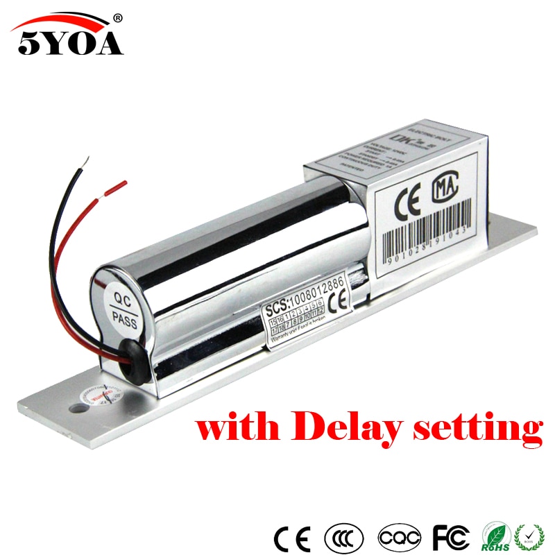 Electric Bolt Lock Low Temperature Delay Setting DC 12V Stainless Steel Heavy-duty Fail-Safe Door Access Control Security