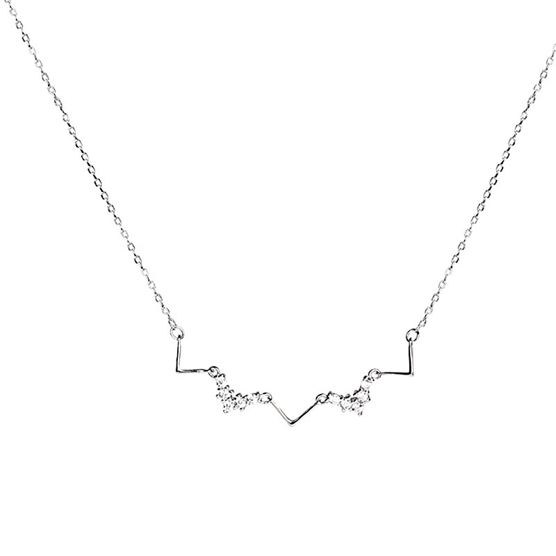 Heartbeat letter v Cubic Zirconia 925 Sterling Silver Clavicle Chain Necklace For Women Korean Minimalist Dainty Jewelry SN2440