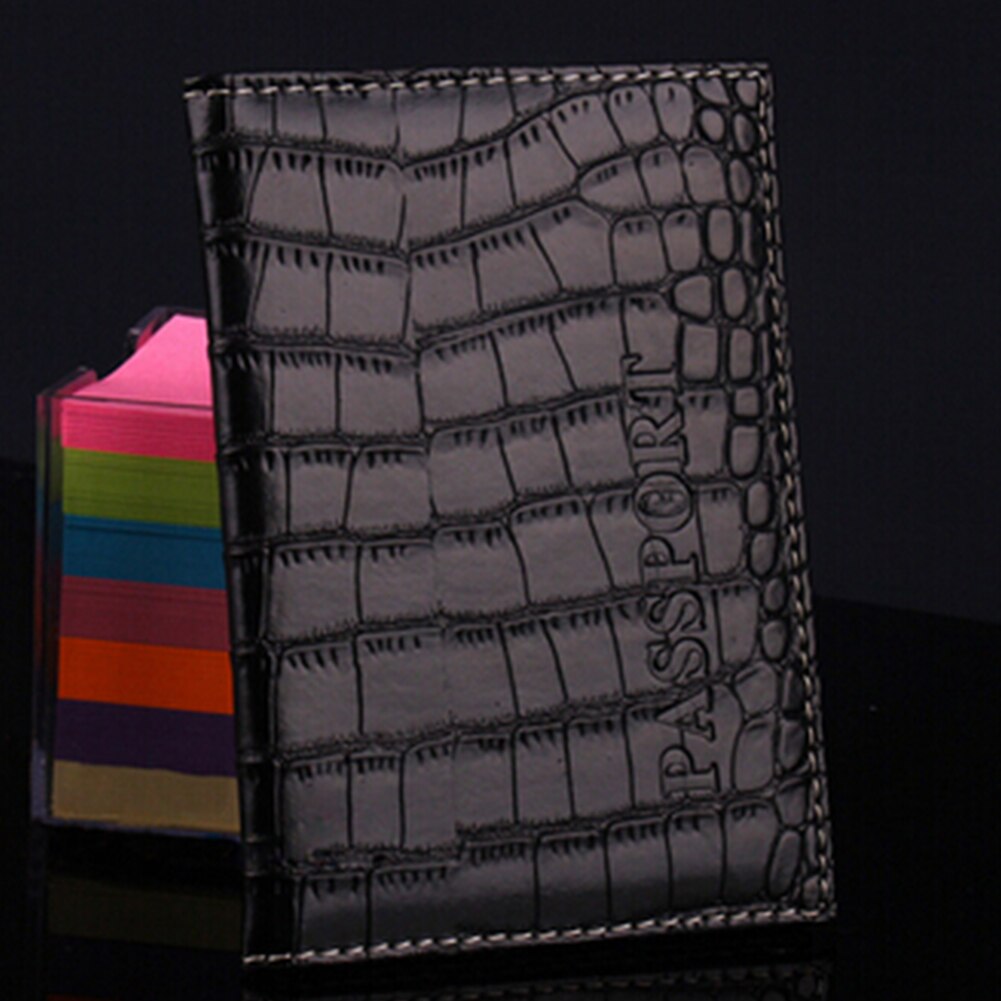 Passport Holder Protector Business Card Holder Passport Cover PU Leather Alligator Embossing Passport Holder Protector Wallet: Black