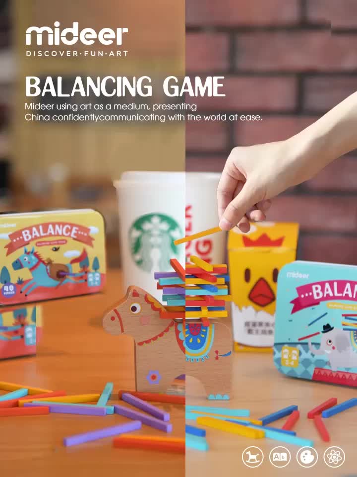 MiDee Wooden Stacking Balance Elephant&Horse Educational Math Toys for Children Learning Play Puzzle Games Kids