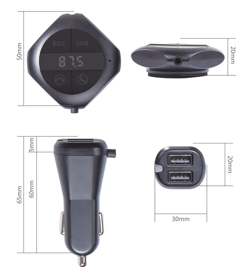 Bluetooth Car Kit Fm-zender Dual Usb Charger MP3 Speler Lcd-scherm Muziek Ontvanger Handsfree Carkit Tf U Disk