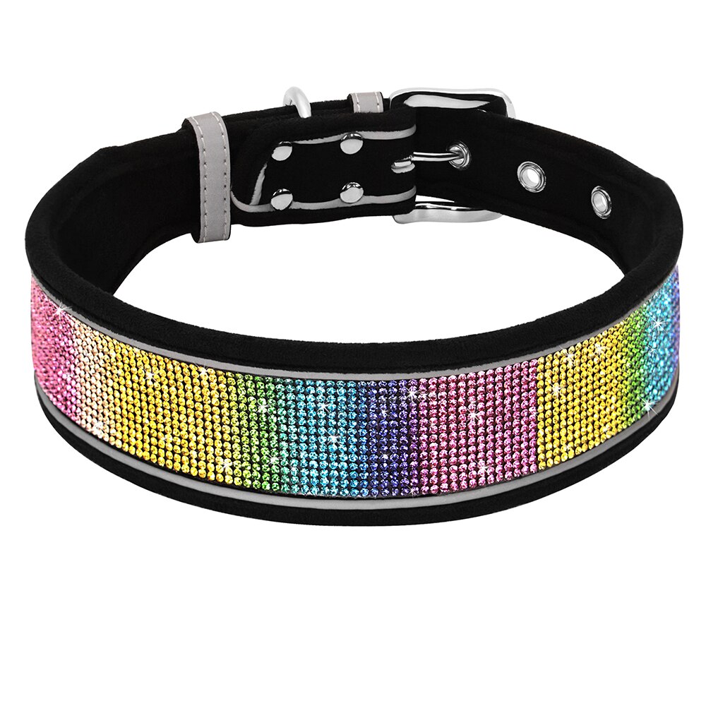 Bling Strass Lederen Halsbanden Voor Kleine Medium Grote Honden Verstelbare Puppy Pet Kraag Chihuahua Yorkie Hond Accessoires: Black / M