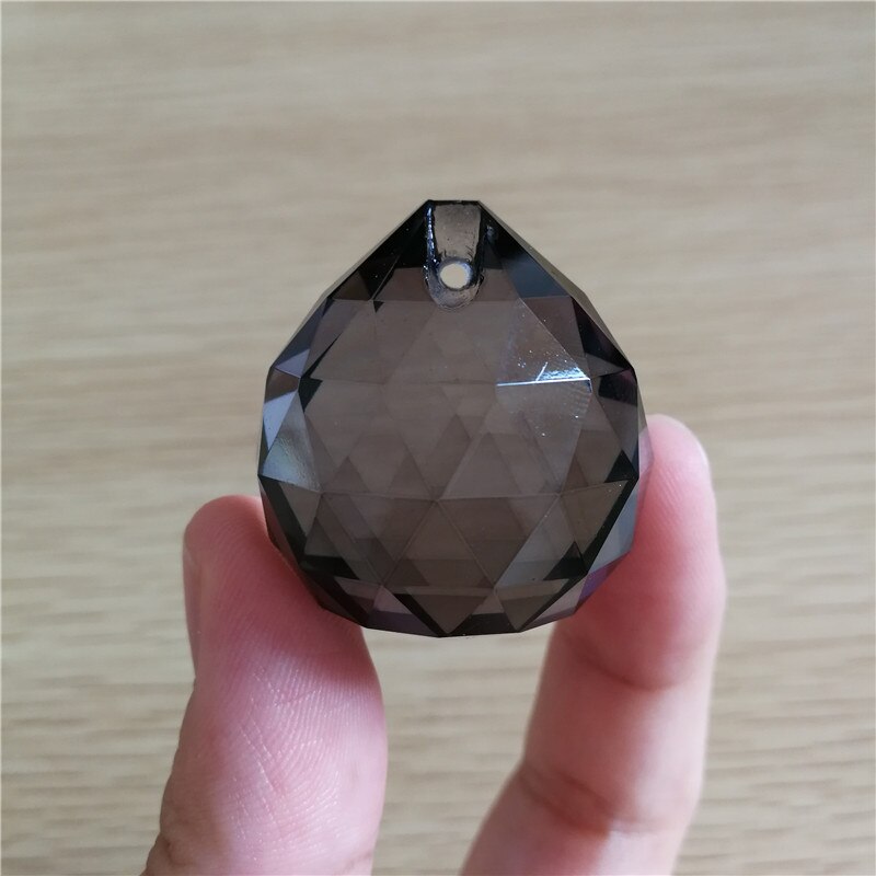 15mm-40mm Crystal Chandelier Ball Various Color 10 Pieces Glass Faceted Prisms Decorative Lighted Beads: Black Gray / 30mm