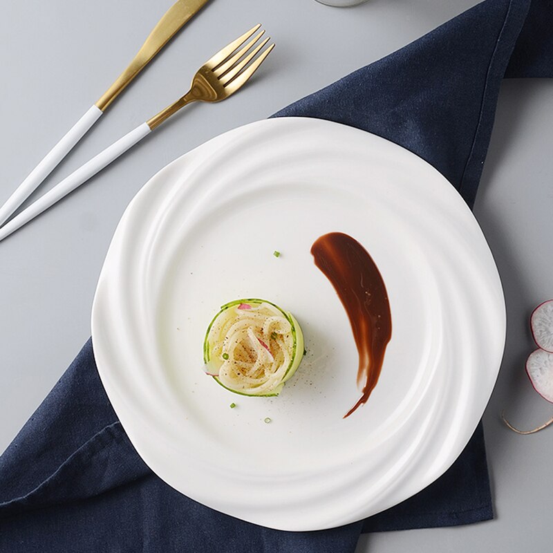Zuiver Wit Westerse Diner Plaat Pasta Plaat Ontbijt Plaat Keramische Schijf Thuis Schotel Plaat Restaurant Dessertbord Creatieve Snack
