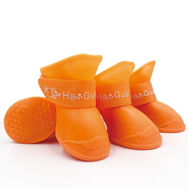 S Dog Shoes Pet Waterproof rain Balloon Rubber Boots Footwear cat Socks For small dogs Corgi Teddy Bichon: Orange