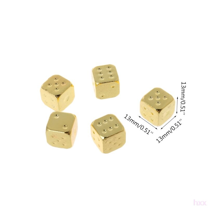 5 pièces 13mm métal dés or/argent solide lourd dés barre boîte de nuit partie boire mdn jeu dés