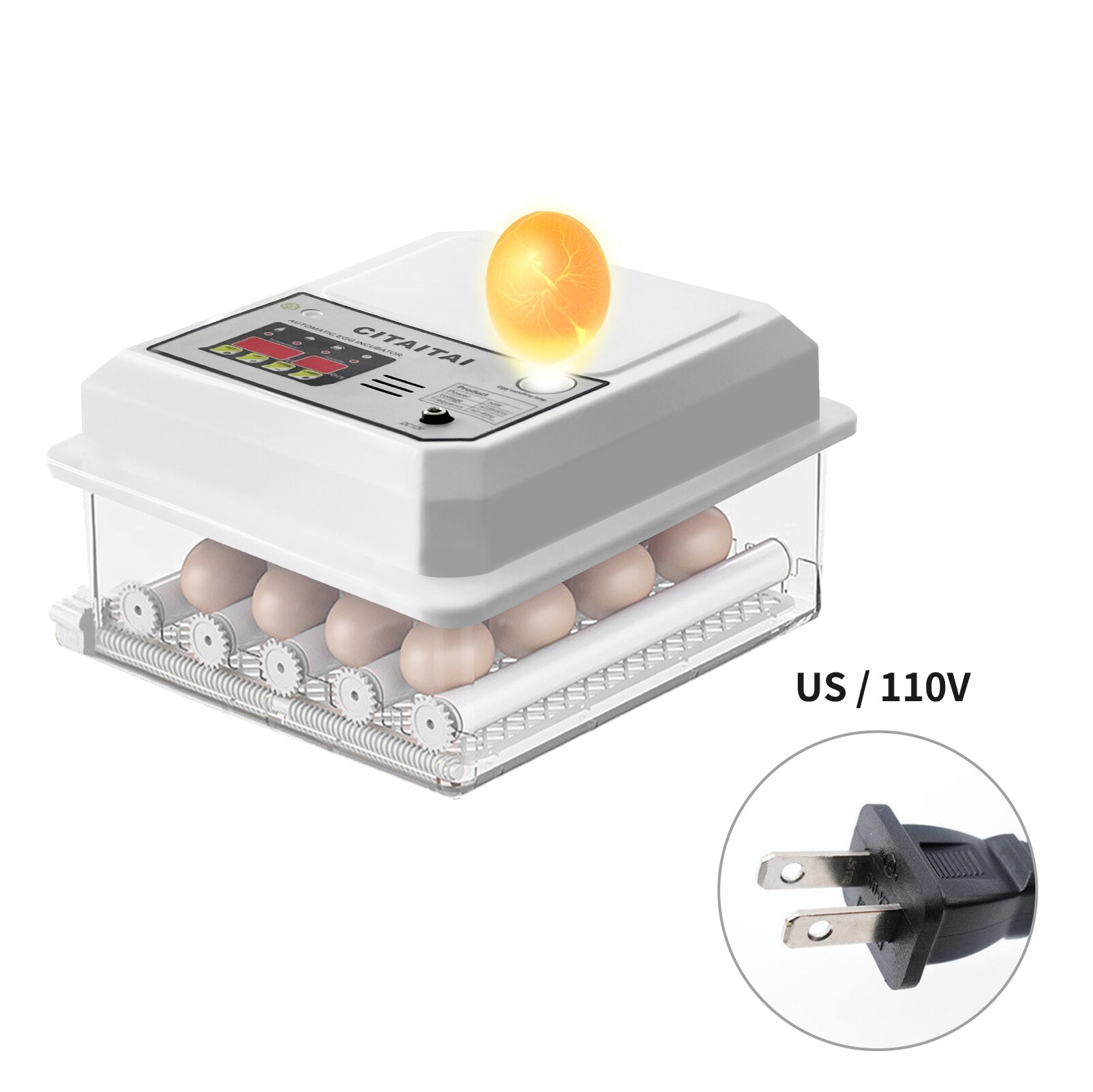 Egg rugemaskin rugekylling helautomatisk rugemaskin gård fugl vaktel gås klekkeri 16 egg rugemaskin fjærfe klekker turner: Oss -16 egg-hvite