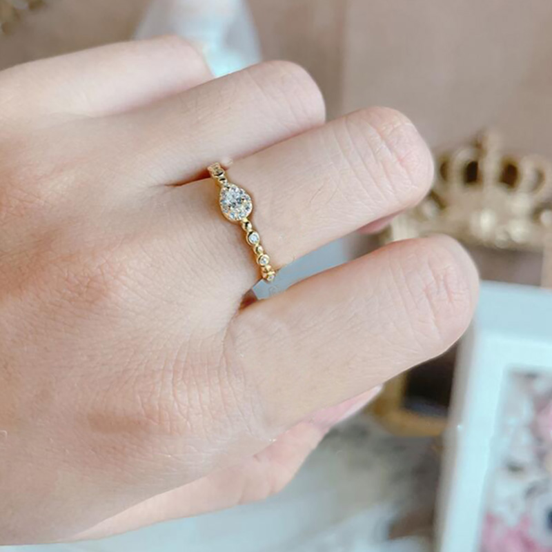 Anillos de tendencia Noble de Color dorado estilo INS para mujer, anillos delicados de dedo Midi de circón Lux de entrada para niña, joyería de aniversario KAR229: 9 / Azul