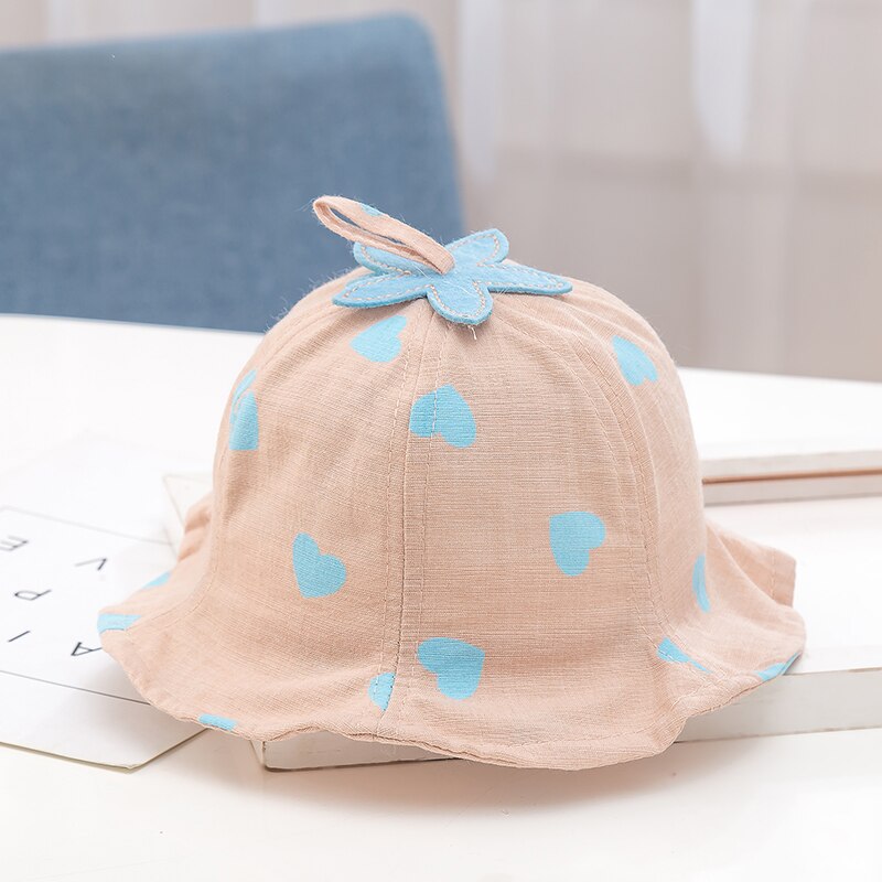 De algodón lindo amor Cubo de bebé sombrero de playa gorros niño niña sombrero de Sol para niños 3-36 meses encuentro ropa de bebé verano bebé chica sombrero de sol: Beige