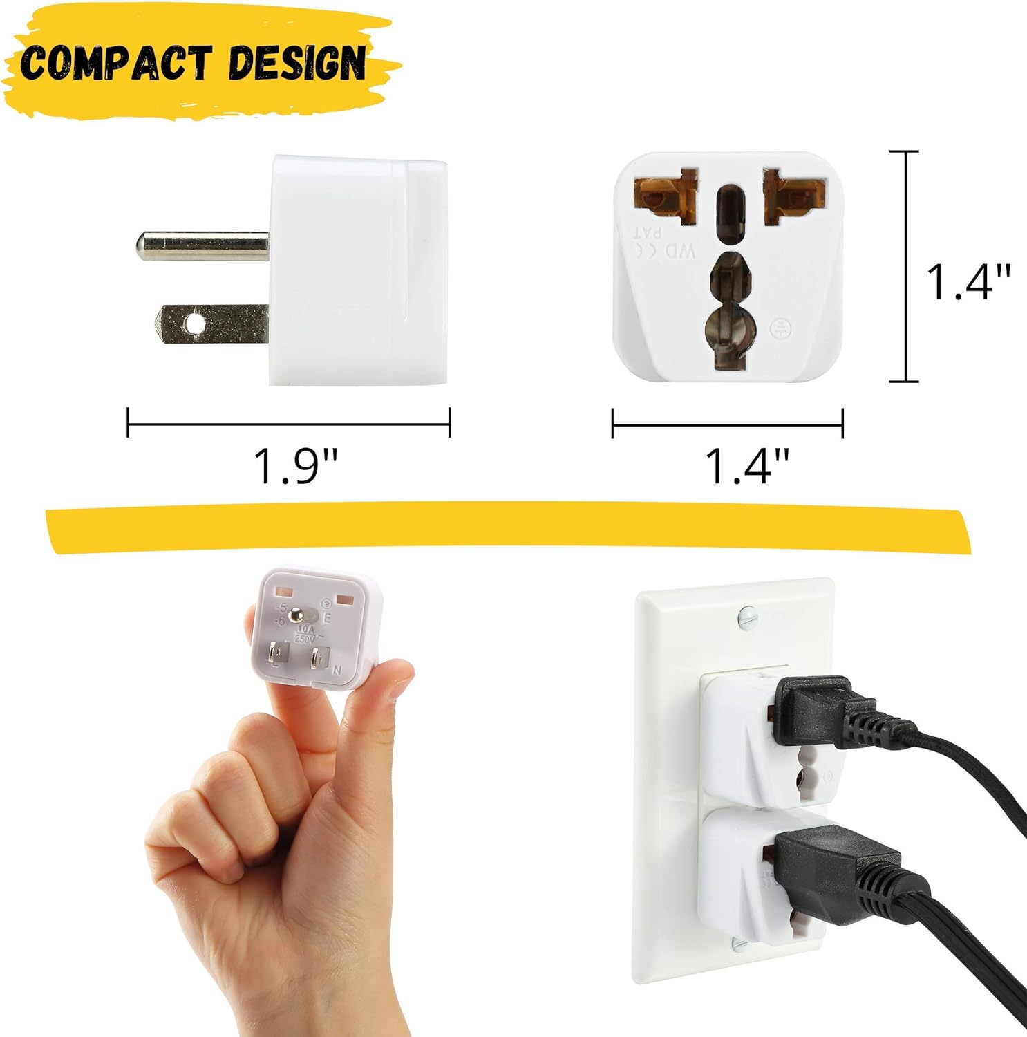 European Plug Adapter, 2 pc, Travel Adapter, US to EU Adapter, Electrical Adapters, Converter Plug