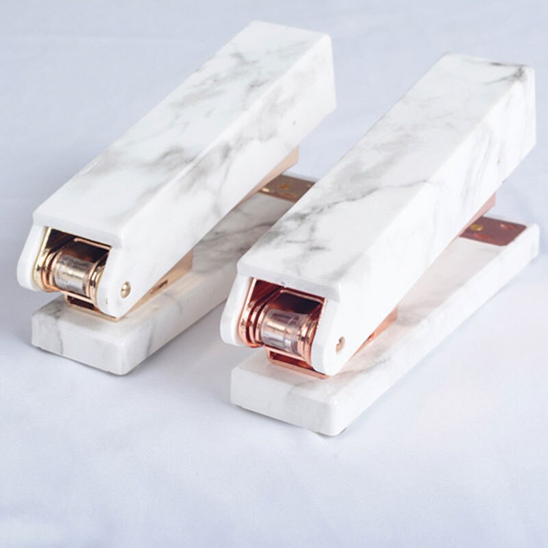 Grapadora de Metal de mármol para libros, papelería de oro rosa, 24/6 26/6 Manual Normal, grapadora estándar para el hogar y la Oficina, suministros de encuadernación