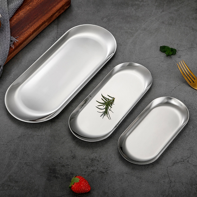 Gold Dining Plate Stainless Steel Dessert Plate Towel Nut Fruit Cake Tray Snack Kitchen Plate Nordic Style Steak Kitchen Plate