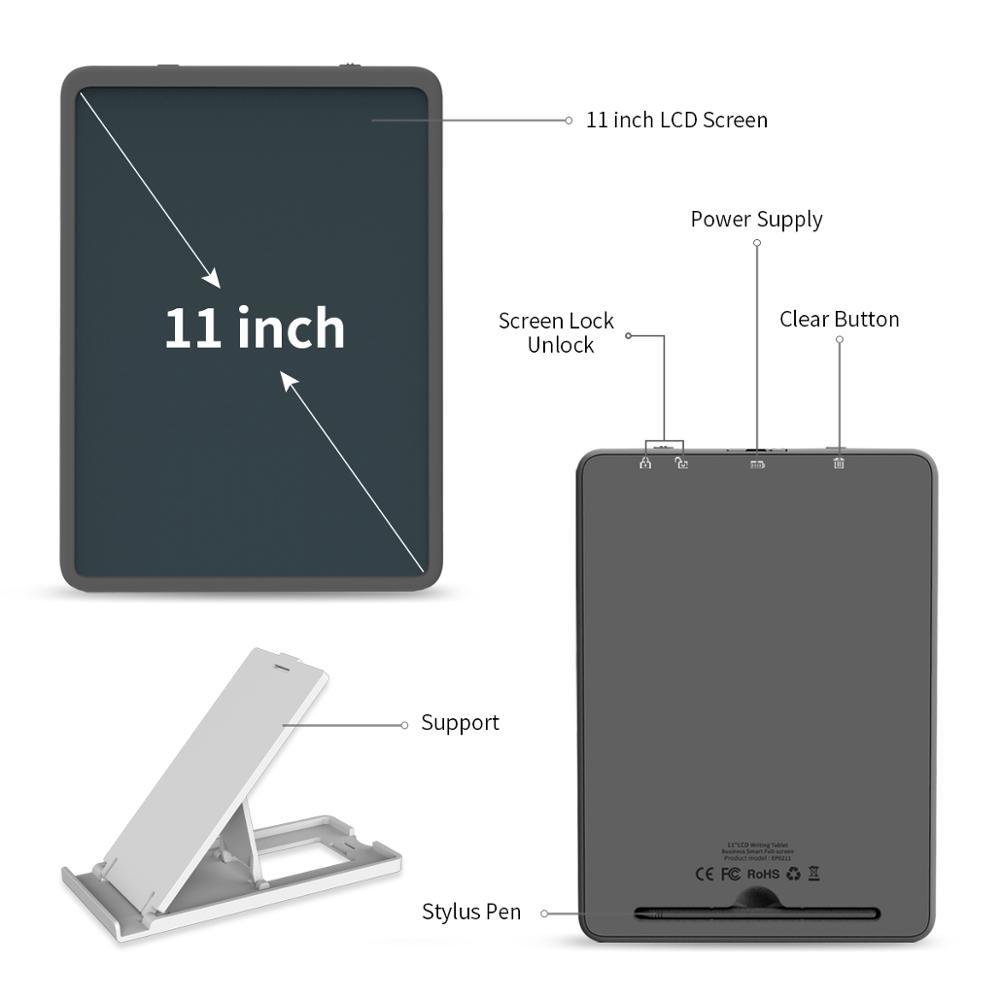 Lcd smart tablet genbrug farve hånd tegneblok bærbar til business forhandling noter beregninger tegning og beskeder 11 tommer