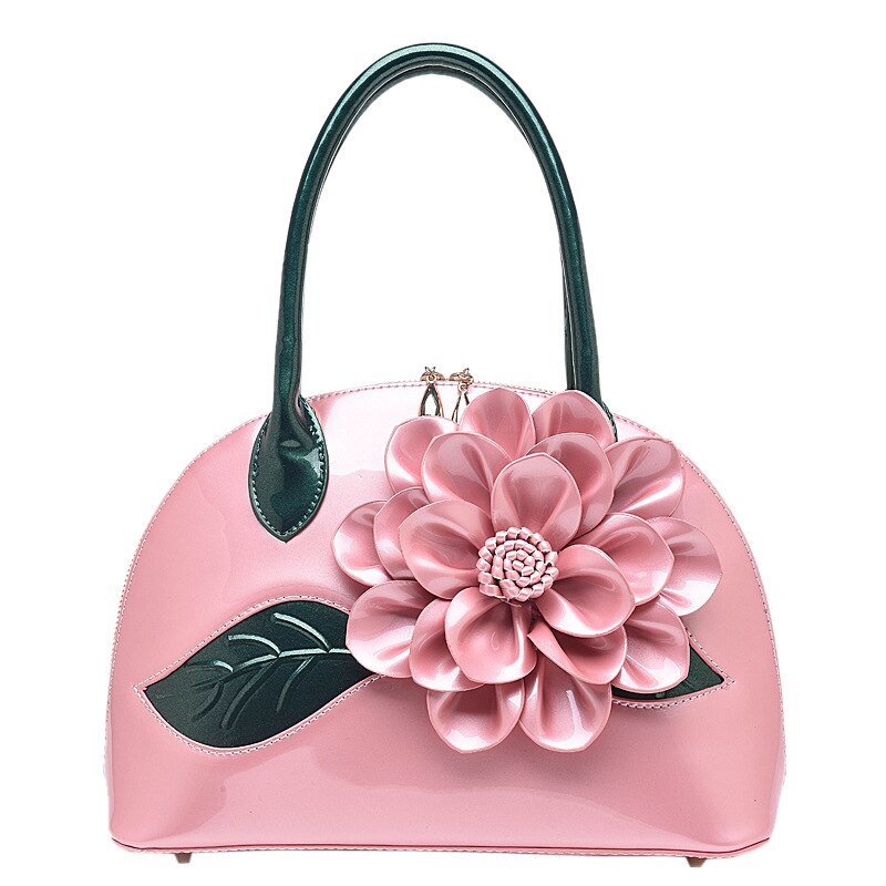 Vrouwen Mode Lakleer Bloemen Shell Zak Handtassen Schoudertas Crossbody Tas Jurk Party Club Tas: Roze