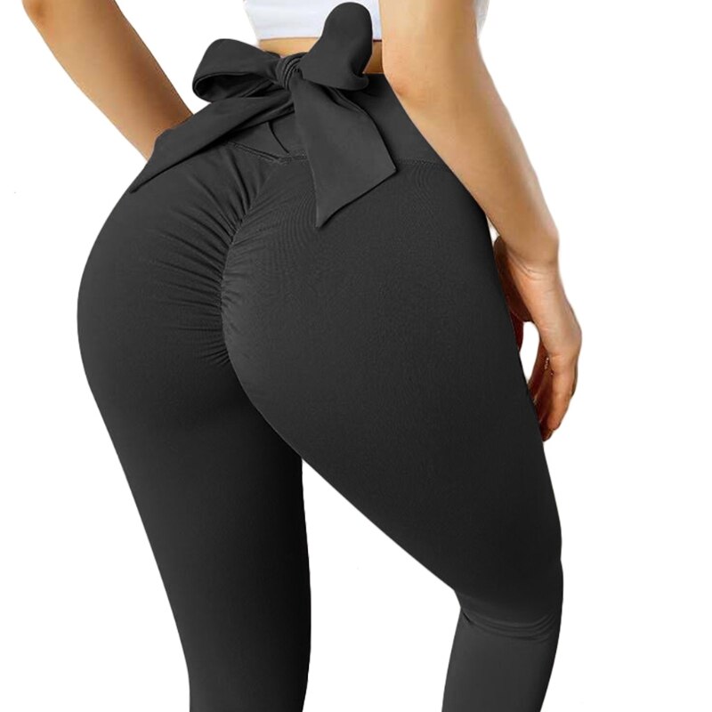 Activewear da donna con fasciatura per pantaloni da Yoga a vita alta con Legging da palestra in tinta unita: BK-S
