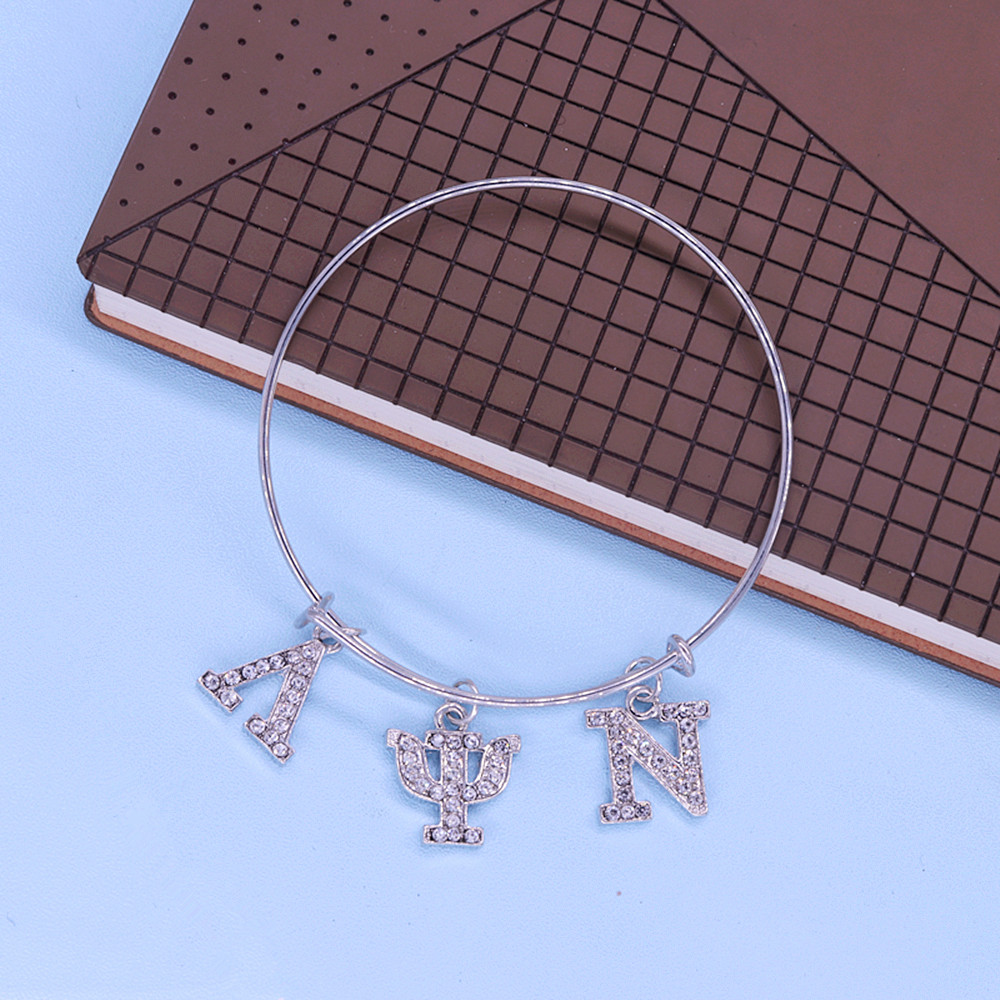 Metalen Inlay Diamant Est Griekse Sorority Letters Lambda Psi Nu Verpleging Sorority Armbanden Voor Vrouwen