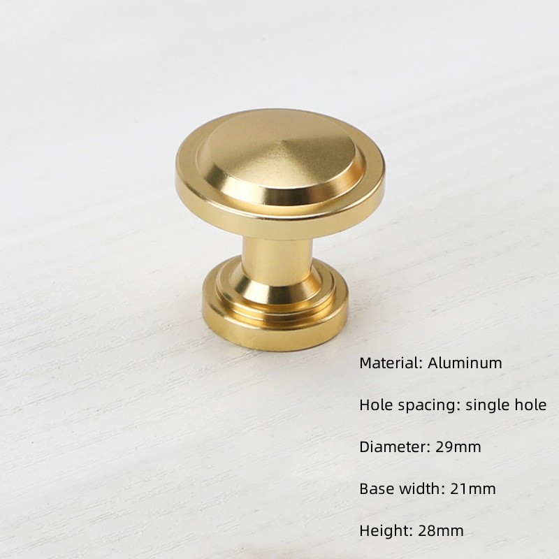 Manija de un solo orificio de aluminio dorado, cajón de armario moderno, perilla redonda, muebles de armario de cocina, manija de puerta pequeña, decoración del hogar: Níquel