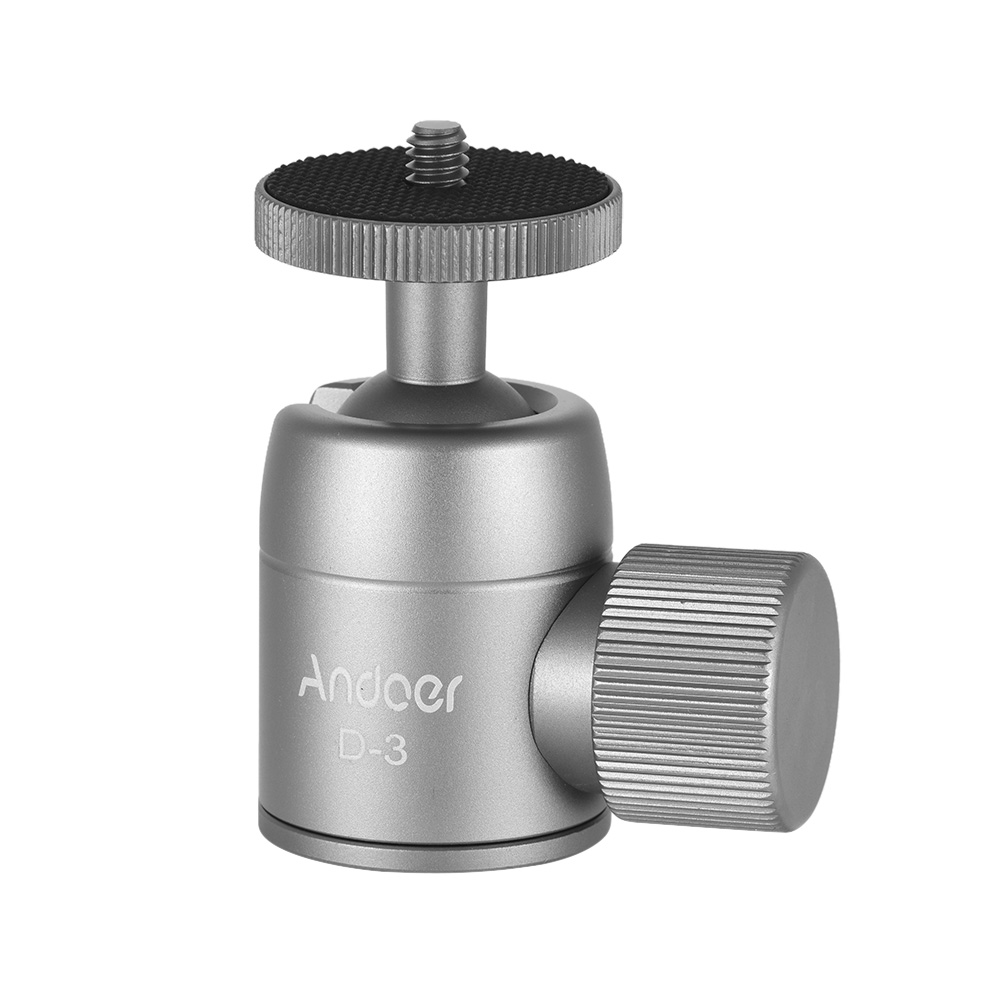 Andoer Mini Tripod Ball Head Aluminium Alloy Tripod Mount with 1/4in Hole 360 Degree Rotating Panorama for Smartphones Cameras: Max. Load 3kg