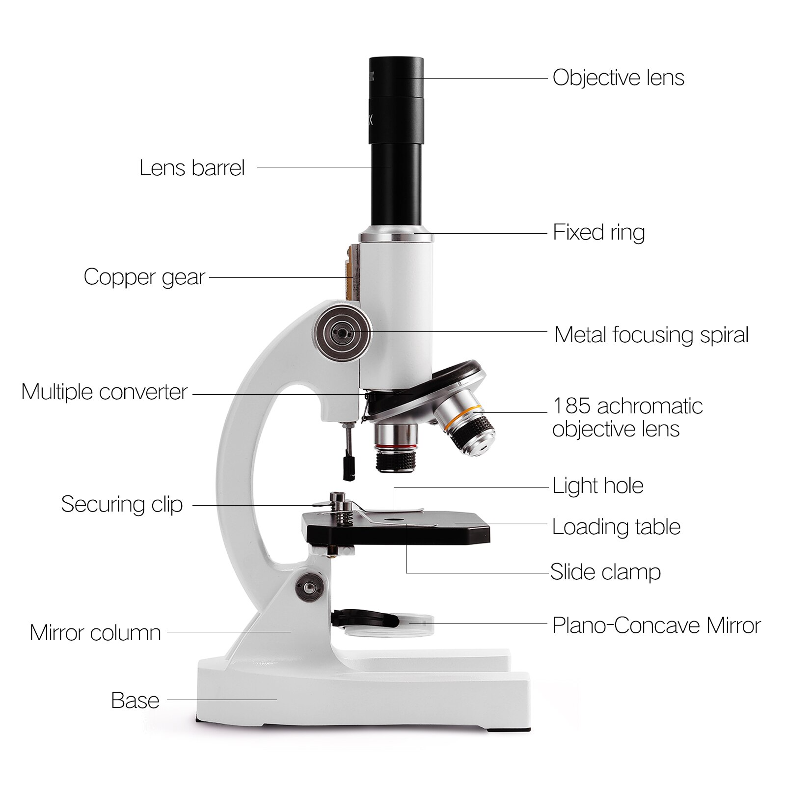 Microscope optique monoculaire 64X-2400X, Microscope numérique pour enfants à l'école primaire, enseignement de la Science biologique expérimental