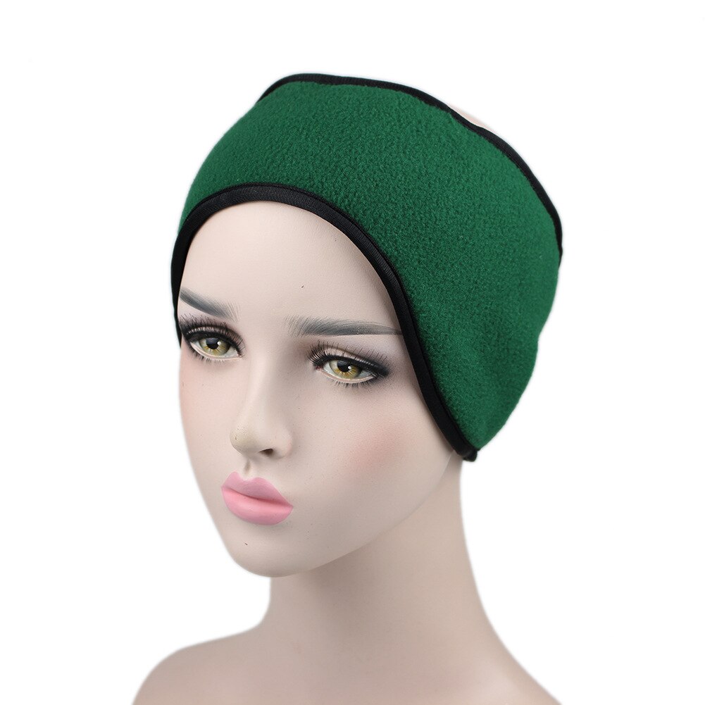 Men's and women's winter double fleece warm headband earmuffs ear bag with Velcro adjustment: Army Green